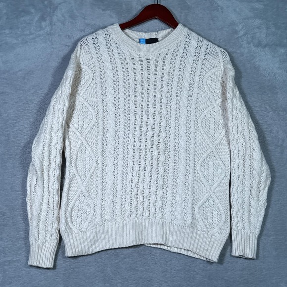 Nili Lotan Sweaters - Nili Lotan Sweater Womens M White 100% Cashmere Cable Knit Crewneck Pullover